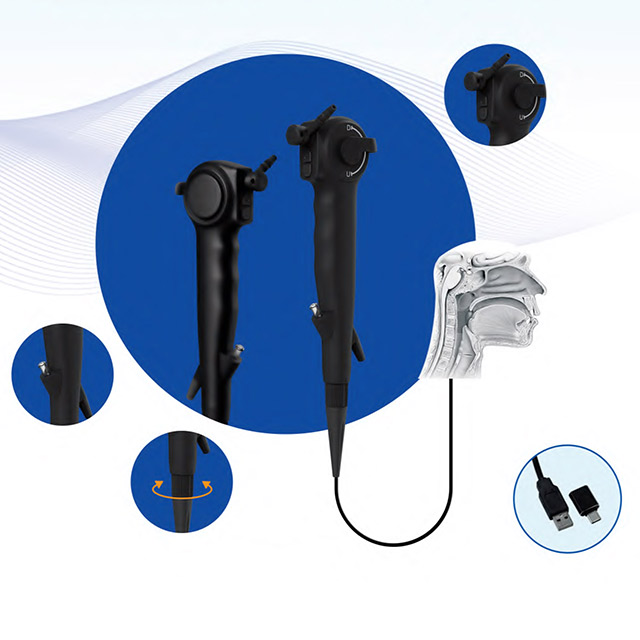  Flexible Video Rhinolaryngoscope 2.8/4.3/5.8mm, 140&deg; FOV, 210&deg; Deflection | ENT Endoscope 